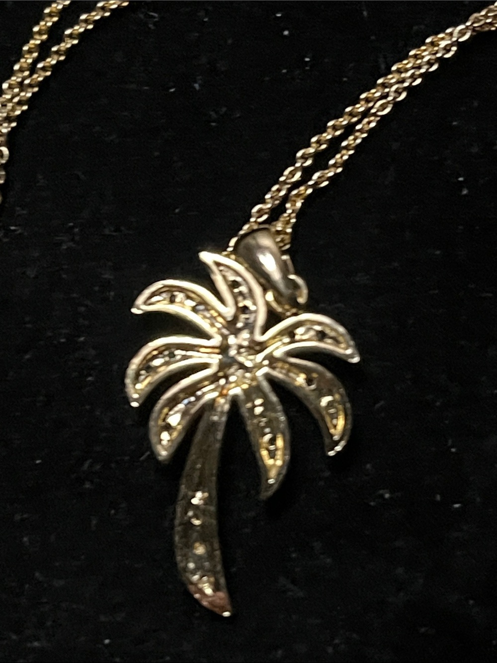 VTG FAS Sterling Silver Gold-Toned Palm Tree Pendant Necklace – Green Stones - Picture 3 of 7